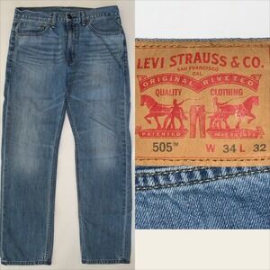 Levi's 505 Regular Fit Jeans Mens W34 L32 (Actual W34 L31) Medium Wash Pants